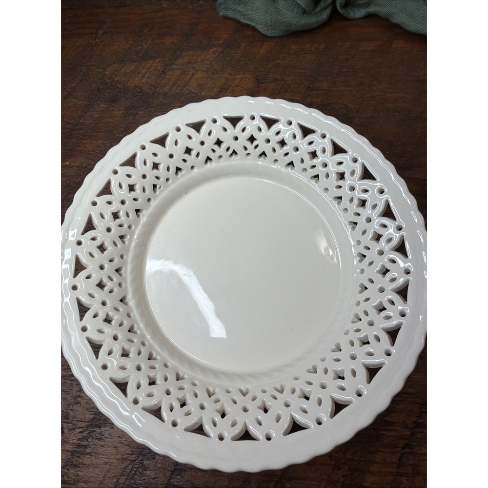 Vintage Leedsware Pierced Creamware Plate Leeds Pottery England, 7"
